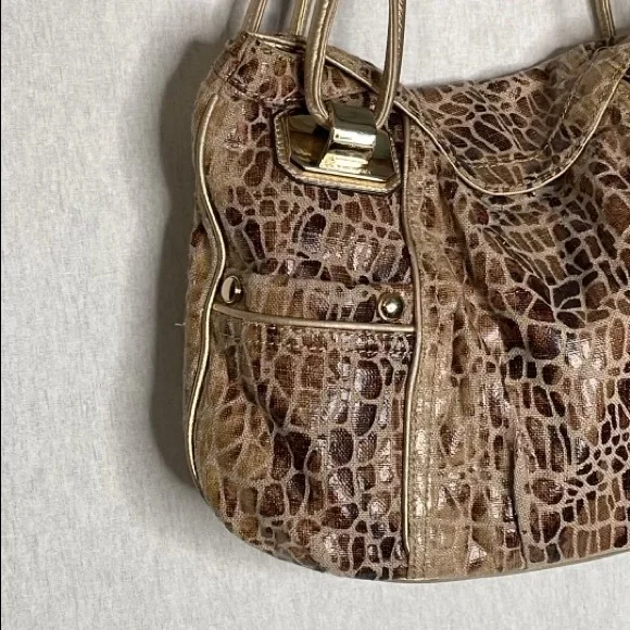 B. Makowsky Brown Croc-Embossed Shoulder Bag - Picture 6 of 12